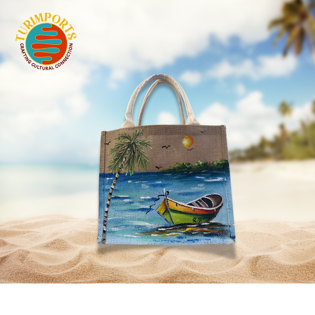 Hand-Painted Jute Bag β Dominican Artisan Craft