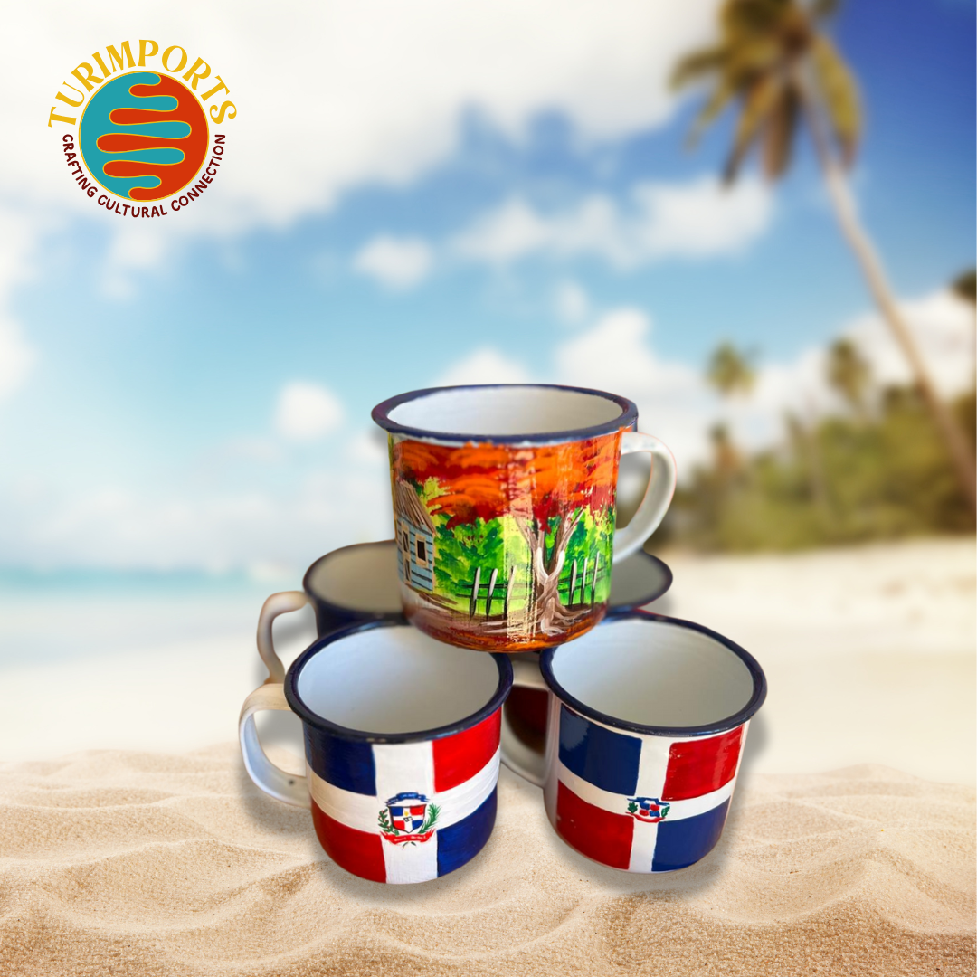Hand-Painted Enamel Mug Set β Dominican Artisan Craft