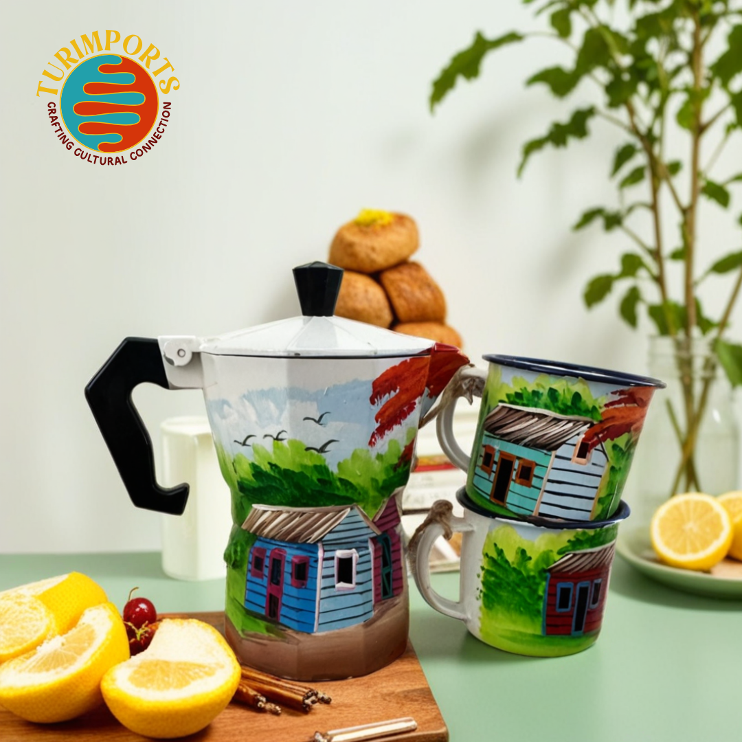 Hand-Painted Coffee Set – Dominican Heritage Collection